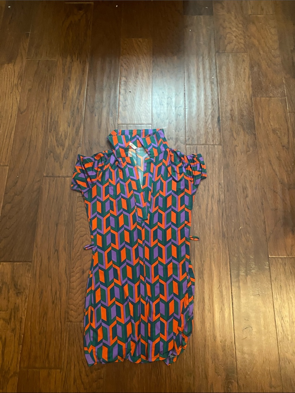 Amazon Women's Geometric Print Jumpsuit in Purple & Orange
